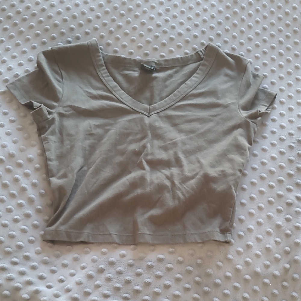 Wild Fable Tan V-Neck Crop Top